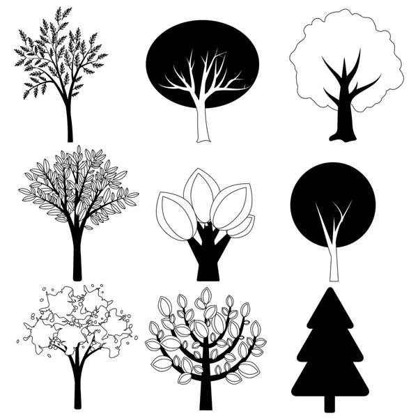 Drzewa wektor zbiory — Wektor stockowy