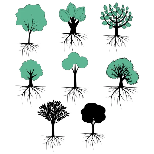 Träd vector insamling — Stock vektor