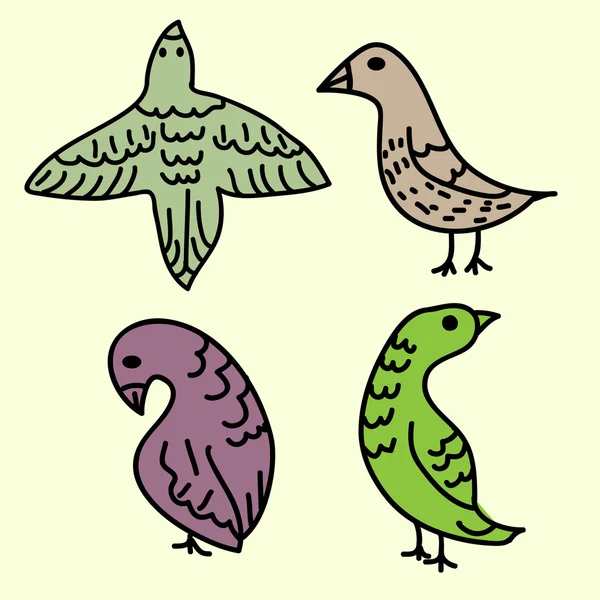 Fåglar dekorativa set — Stock vektor