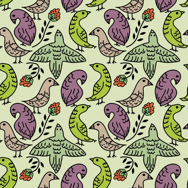 Motif d'oiseaux sans couture — Image vectorielle