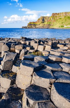 Devler Causeway ve Kuzey İrlanda kayalıklarla