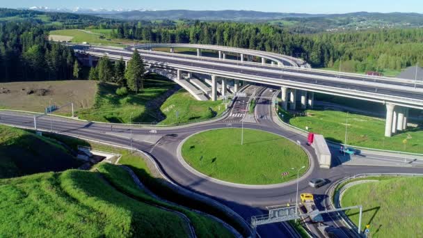 Neue Autobahn Polen Auf Der Nationalstraße E77 Genannt Zakopianka Überführung — Stockvideo