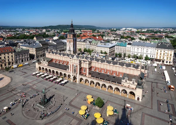 在克拉科夫，波兰主要市场广场 图库图片