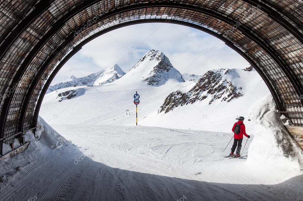 Ski tunnel in Solden ski resort