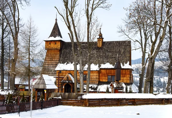 Gamla trä kyrkan i Debno, Polen, på vintern — Stockfoto