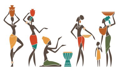 Geleneksel giysiler içinde Afrikalı kadınlar