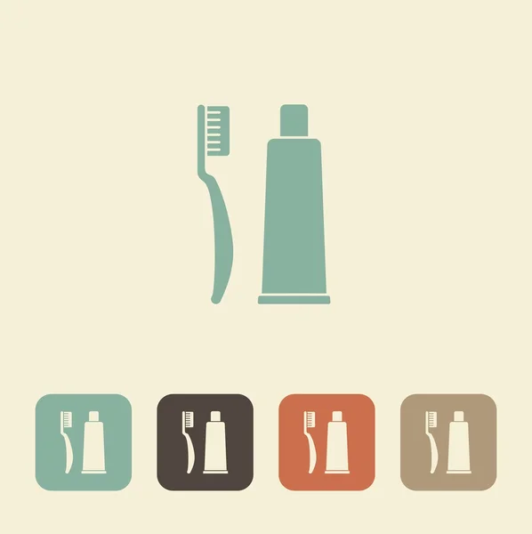 Zahnbürste mit Zahnpasta. Vektorsymbol — Stockvektor