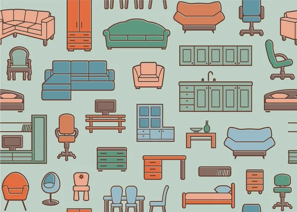 Fondo de muebles sin costuras. Ilustración vectorial — Vector de stock