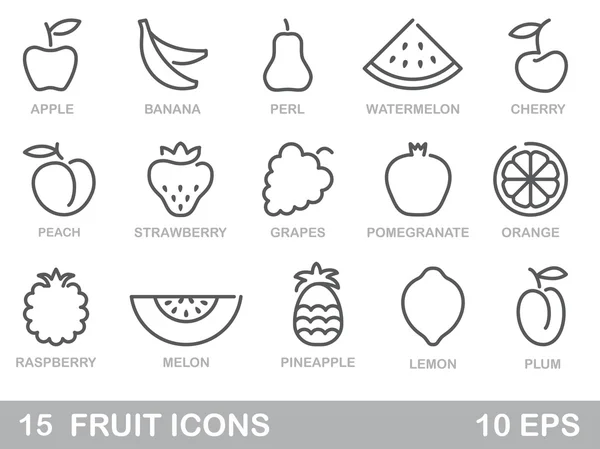 Gestileerde contouren van fruit. Vector iconen — Stockvector