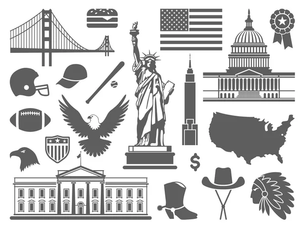 Traditional symbols of the USA — Stock Vector