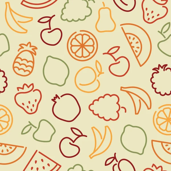 Naadloze patroon met contouren van fruit — Stockvector