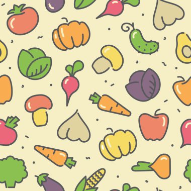 Sebze resimleriyle kusursuz desen