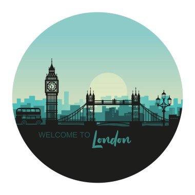 Gün batımında manzaralı Londra 'nın soyut şehir manzarası