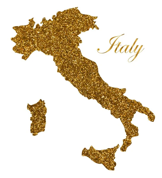 Mapa de Italia. Silueta con textura de brillo dorado — Vector de stock