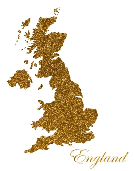 Mapa de Inglaterra. Silueta con textura de brillo dorado — Vector de stock