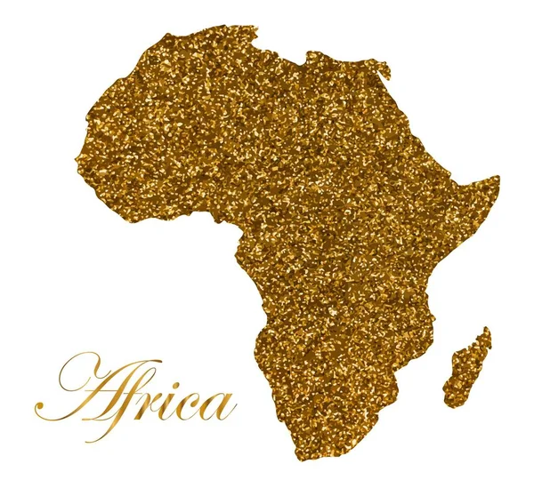 Mapa de África. Silueta con textura de brillo dorado — Vector de stock