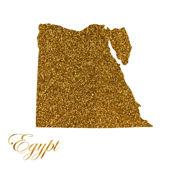 Mapa de Egipto. Silueta con textura de brillo dorado — Vector de stock