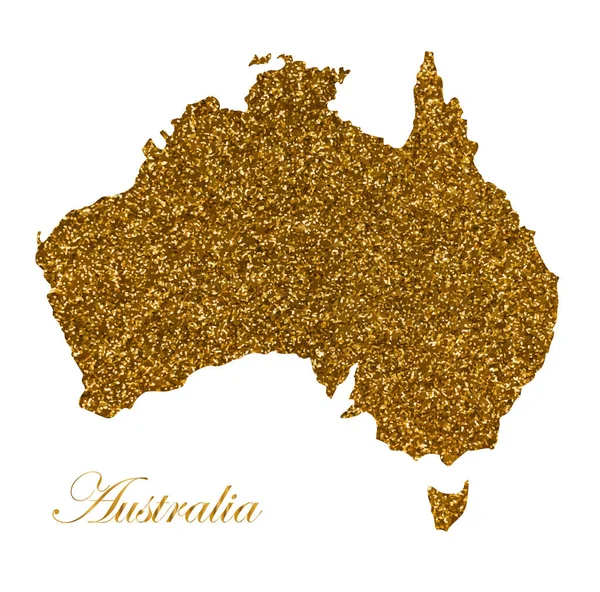 Карта Австралии Силуэт Золотистой Глазурью Векторная Миграция — стоковый вектор