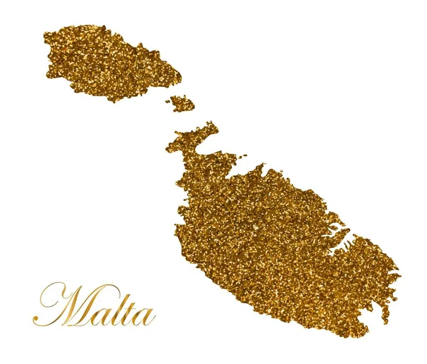 Karta över ön Malta. Silhuett med gyllene glitter konsistens — Stock vektor