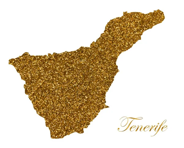 Mapa de Tenerife. Silhueta com textura dourada brilhante —  Vetores de Stock