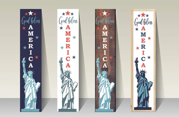 God bless America - porch sign vertical vector design template — Stock Vector
