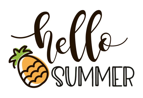 Hallo Sommer Schrift Mit Ananas — Stockvektor