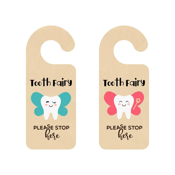 Craft paper Door hanger template for the tooth fairy — Stock Vector