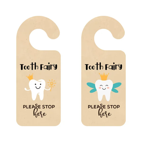 Craft paper Door hanger template for the tooth fairy — Stock Vector