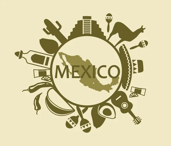 Symbols of Mexico — Stock Vector