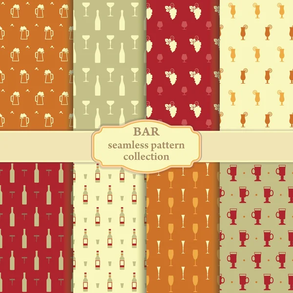 Bar colección de patrones sin costura — Vector de stock