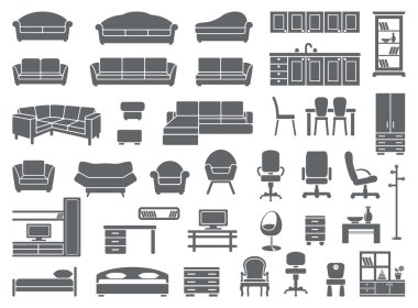 Furniture icon set clipart