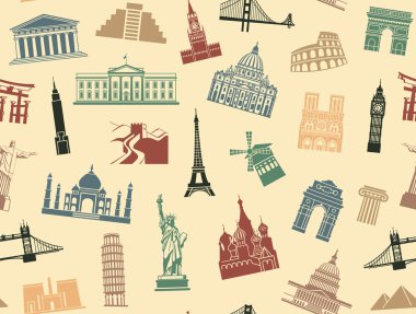 Seamless background tourist attractions clipart