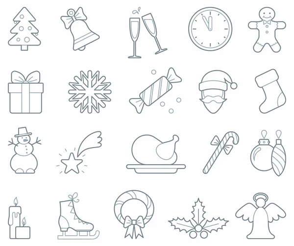 Kerstmis en nieuwjaar iconen — Stockvector