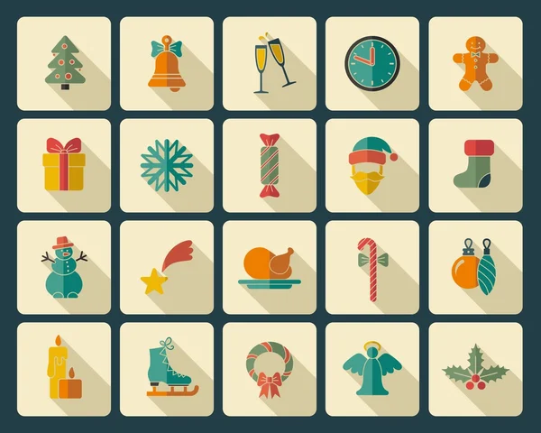 Kerstmis en nieuwjaar iconen — Stockvector