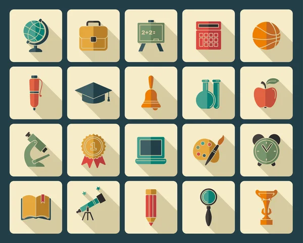 Iconos de educación y escuela — Vector de stock