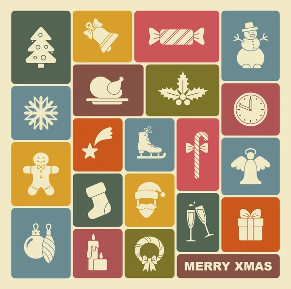 Kerst iconen. Vectorillustratie — Stockvector