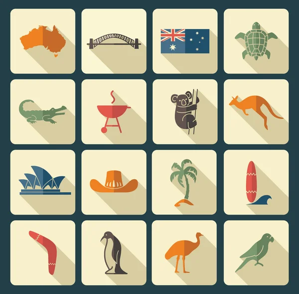 Iconos australianos. Ilustración vectorial — Archivo Imágenes Vectoriales