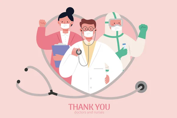 Thank You Banner Doctors Nurses Other Medical Workers Who Protect — Stock Vector