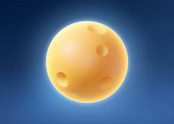 Cartoon Lua Cheia Com Cratera Luar Brilhante Elemento Luna Isolado — Vetor de Stock