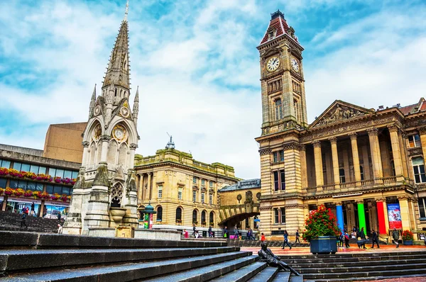 Chamberlain Square i Birmingham, Uk Royaltyfria Stockbilder