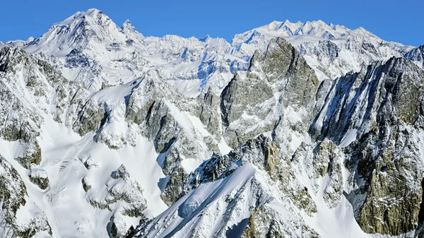 Chamonix valley mountains aerial view — Stock Photo, Image