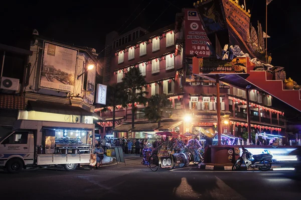 Malakka stad bij nacht, Maleisië — Stockfoto