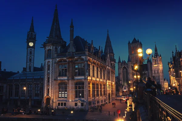 Gent in België bij nacht — Stockfoto