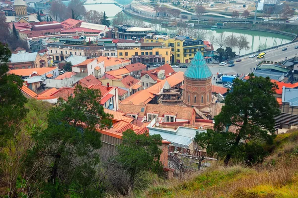 Flygfoto över gamla Tbilisi huvudstaden Georgien — Stockfoto