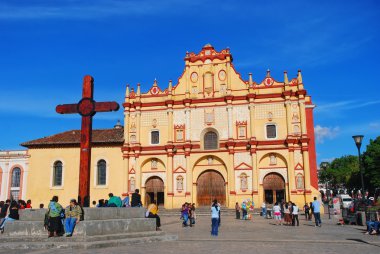 Main square in San Cristobal, Mexico with Cathedral