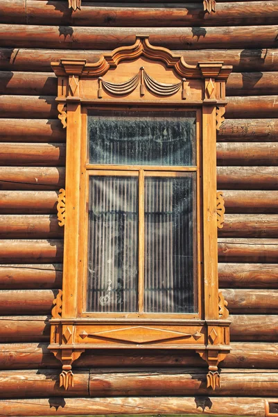 Tomszk, Oroszország-régi fa ablakok Jogdíjmentes Stock Képek