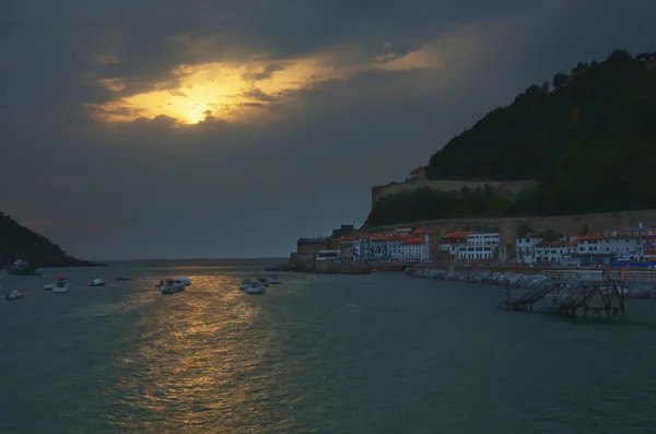 San Sebastian İspanya gece kıyı şeridi — Stok fotoğraf