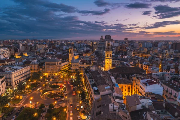 Valencia hava görünümünü geceleri — Stok fotoğraf