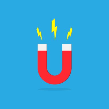 Fermuarlı kırmızı at nalı mıknatısı. Mıknatıs veya agnetizm sembolü Vektör EPS10