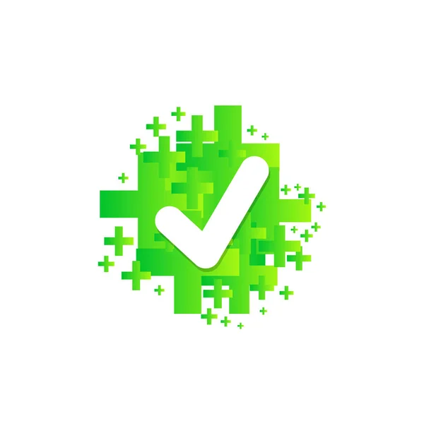Marca Icono Verde Simbol Aprobado Con Pros Verdes Ilustración Vectorial — Vector de stock